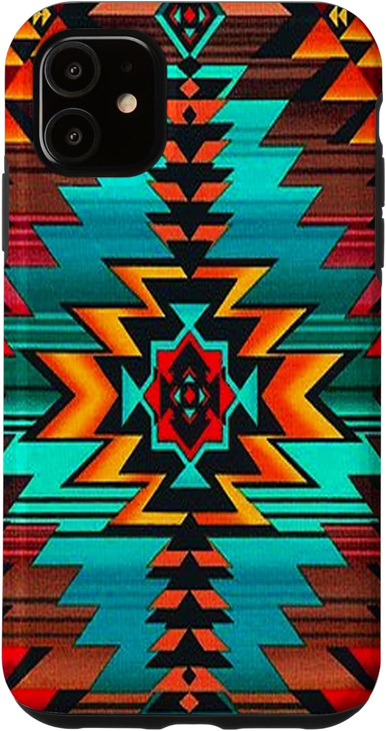 Southwestern Aztec Design - Turquoise & Sunset Colors Case for iPhone 12 Pro Max