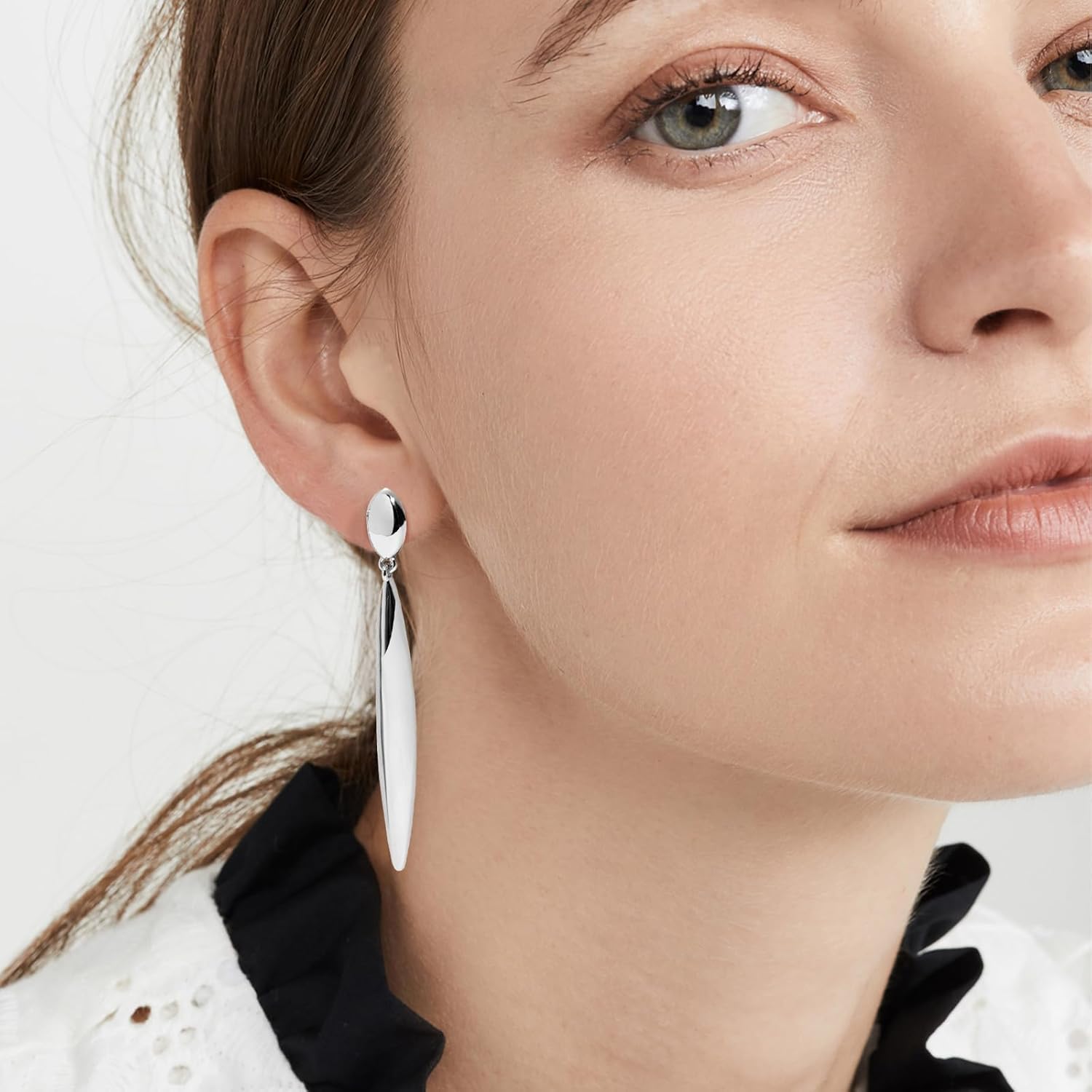 Gold Silver Minimalist Dainty Long Bar Drop Dangle Earrings for Women - Image 4