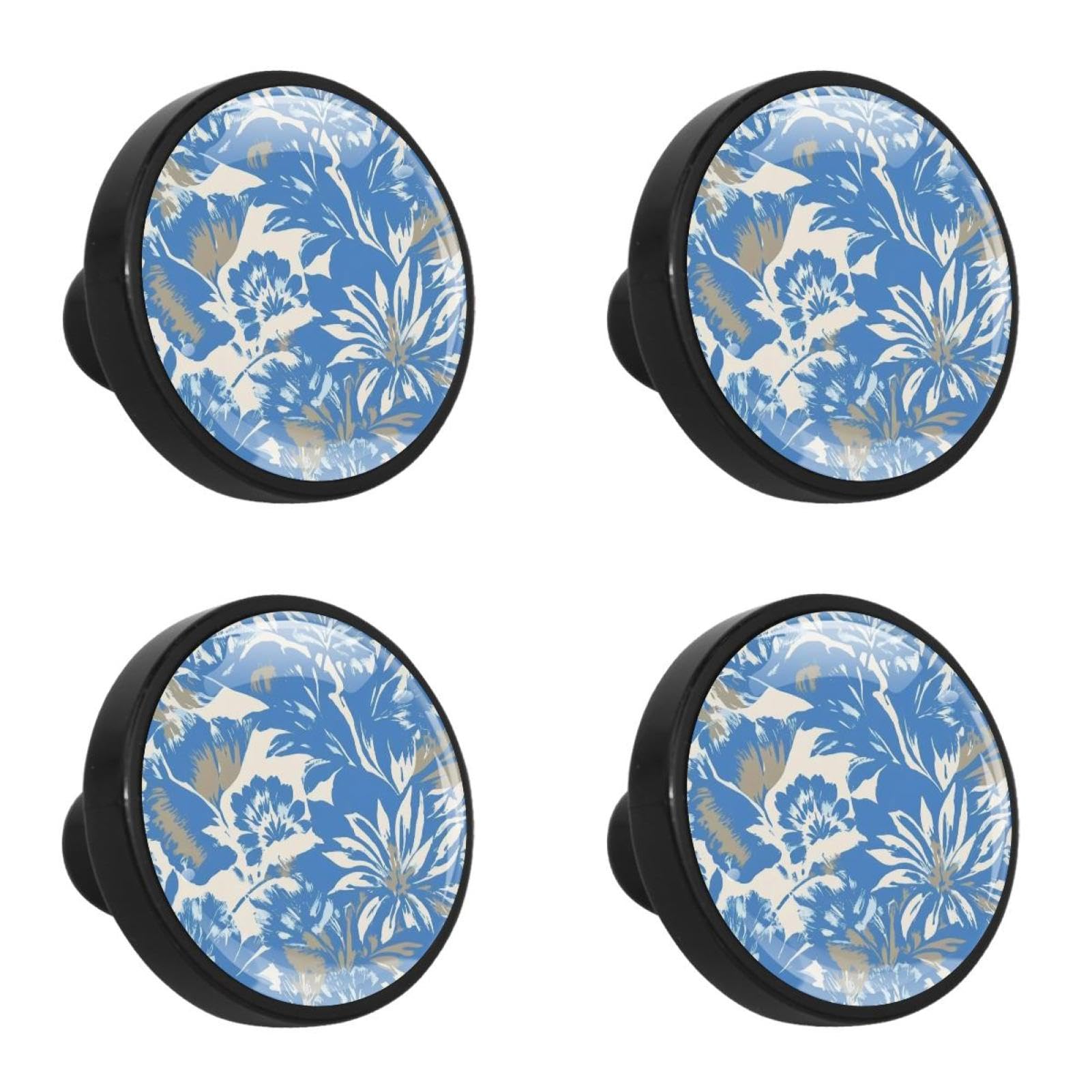 NUEAHEDN 4 PCS Aesthetic Leaves Cabinet Knobs, Bathroom Drawer Pulls Handles, Round Dresser Knobs Door Knobs for Kitchen Cupboard Nursery Wardrobes
