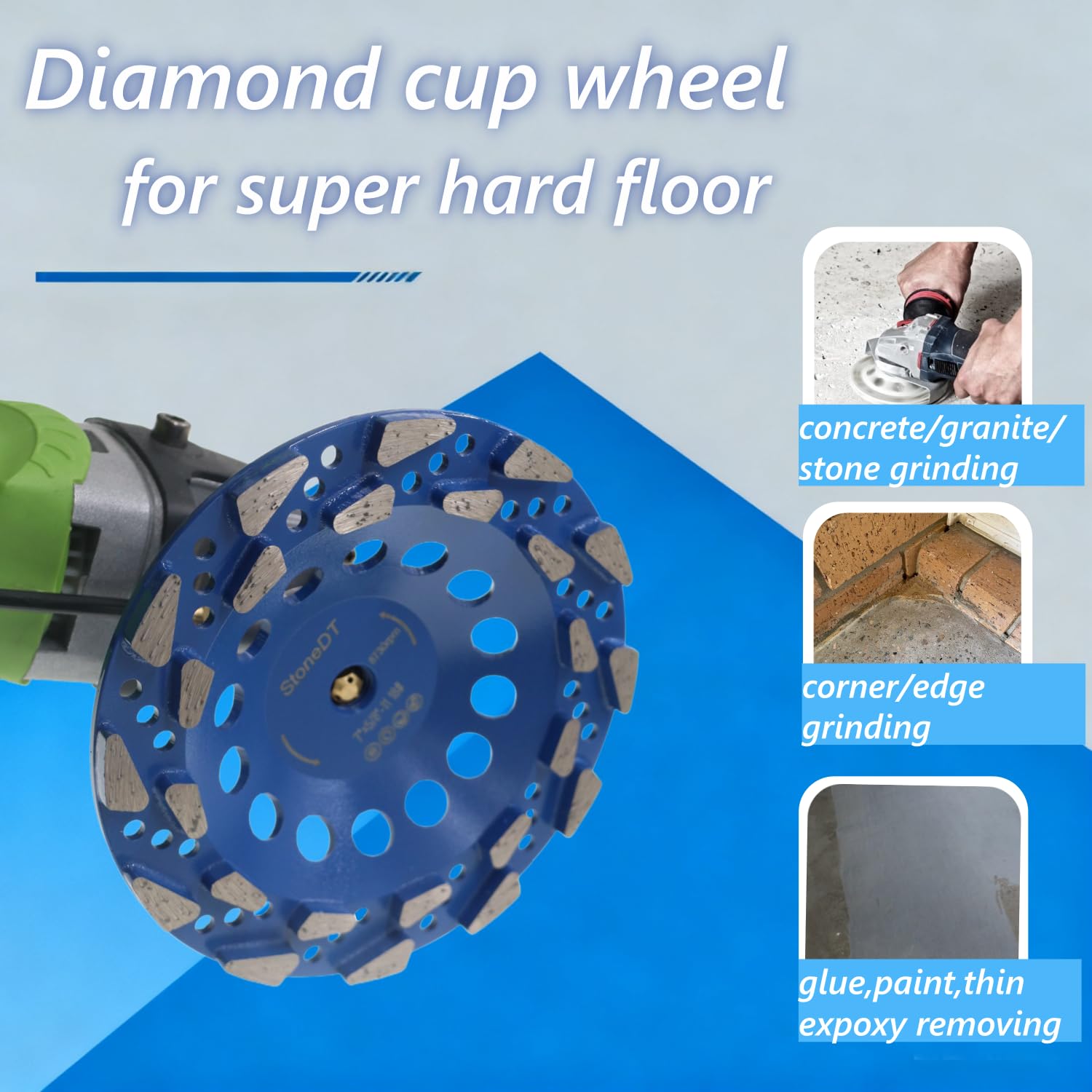 Diamond Grinding Cup Wheel, 7’’ High Performance Concrete Grinding Wheel for Marble Granite Thin Epoxy Coating Removal, 5/8"-11 Arbor, 18/20 Grit, 24 Segment