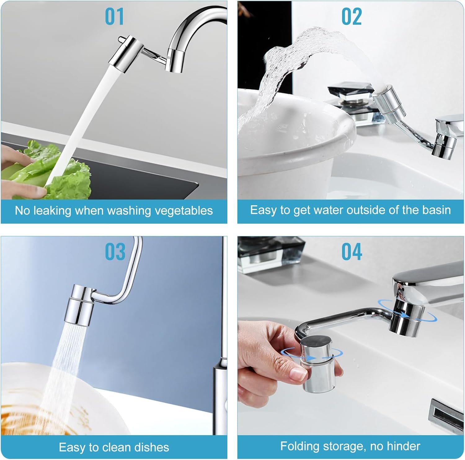 Estensione per Rubinetto, Estensione per Aeratore per Rubinetto Girevole a 1080 Gradi, Aaccessorio per Aeratore per Rubinetto, Estensione Multifunzionale per Rubinetto, per Bagno e Cucina