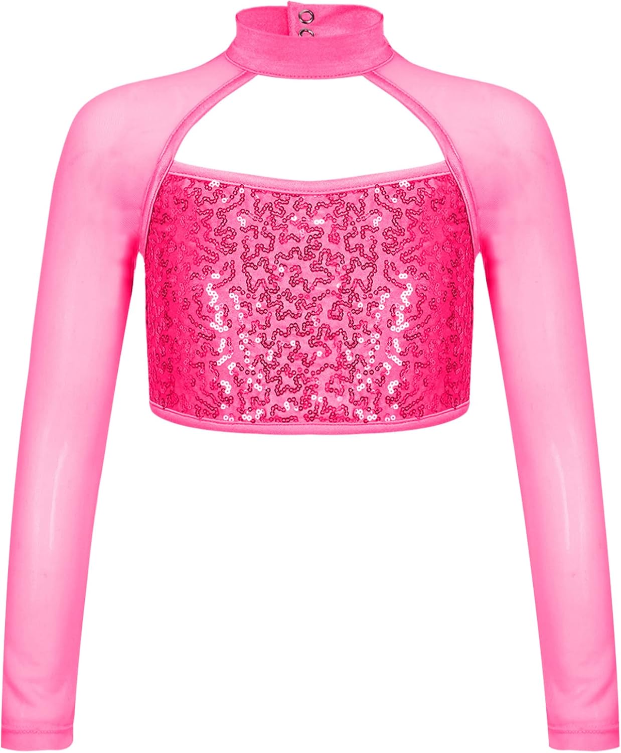 Ranrann Enfant Fille Haut Paillette Top De Danse Moderne Jazz Crop Top Danse Classique Tenue Gymnastique Costume Hip Hop Ballet Spectacle Dancewear 5-14 Ans D Argenté 3-4 Ans