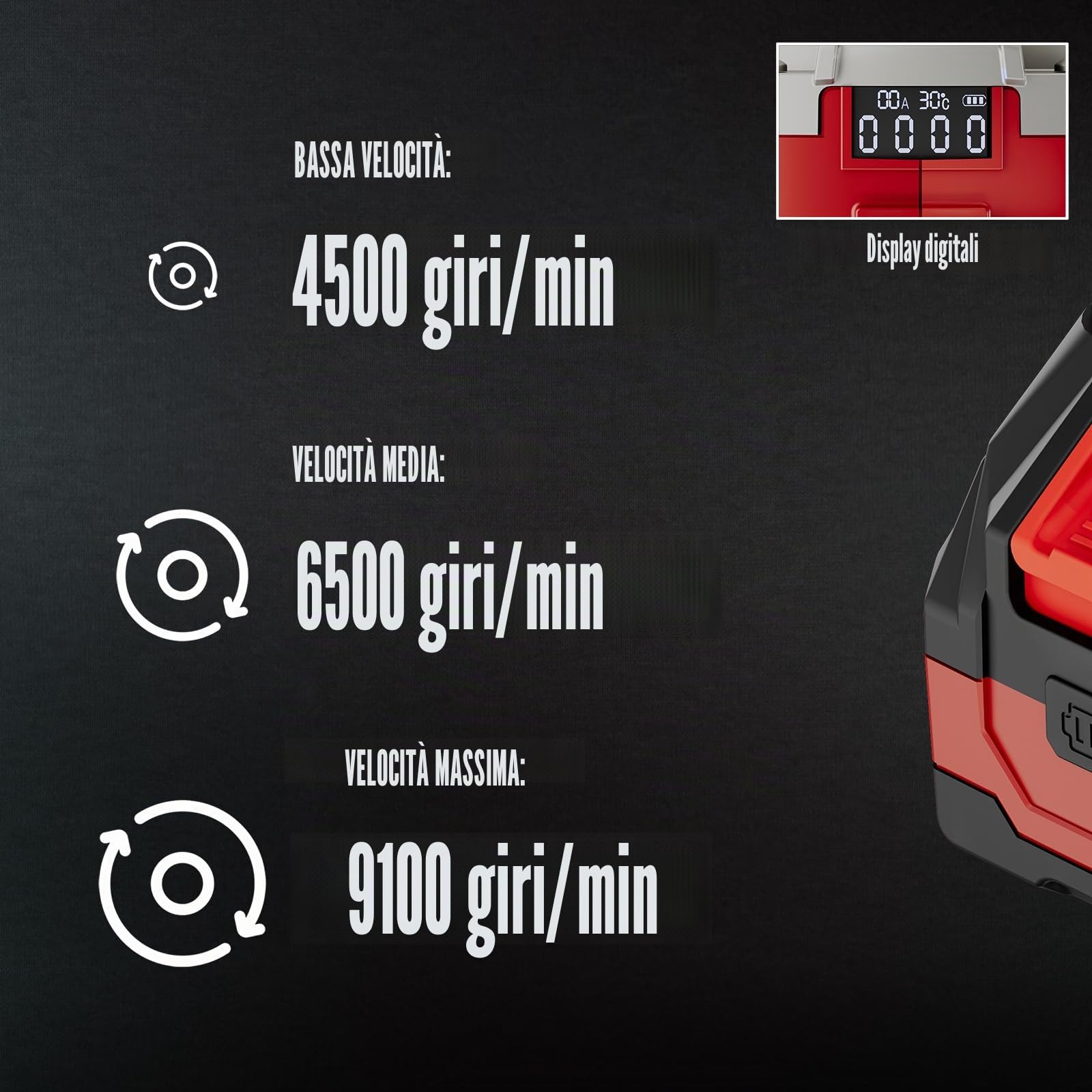 TEENO-Smerigliatrice angolare wireless brushless 21V 1000W 9100giri/min | disco taglio 125mm+disco dentato-adatta metallo legno lana roccia-ideale smerigliatrice a batteria