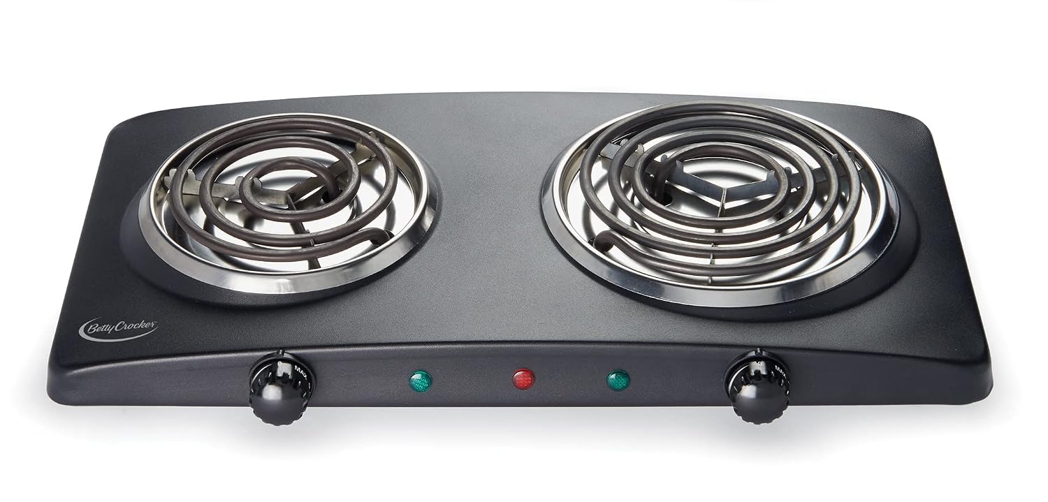Betty Crocker BC-2591CB Portable Dual Electric Burner, Black