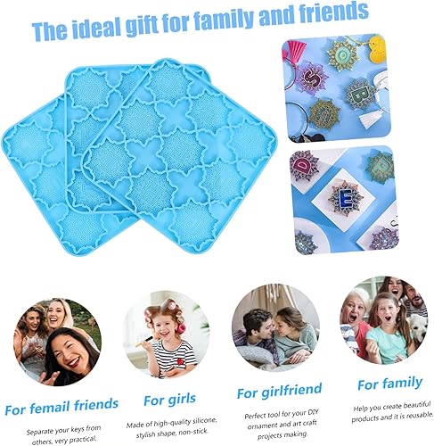 Miniatura 3 de SEWACC Plantilla de alfabeto 3 piezas molde de resina mandala flor molde de fundición reutilizable molde de fundición DIY moldes de llavero de