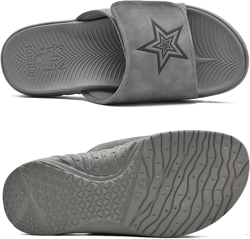 Miniatura 8 de KuaiLu Sandalias deportivas para hombre con cojín suave y soporte de arco para fascitis plantar, puntera abierta, ajustables, para interiores y