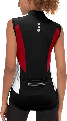 Miniatura 3 de Little Donkey Andy Chalecos de ciclismo transpirables con media cremallera para mujer, camisetas sin mangas reflectantes para golf, 4 bolsillos