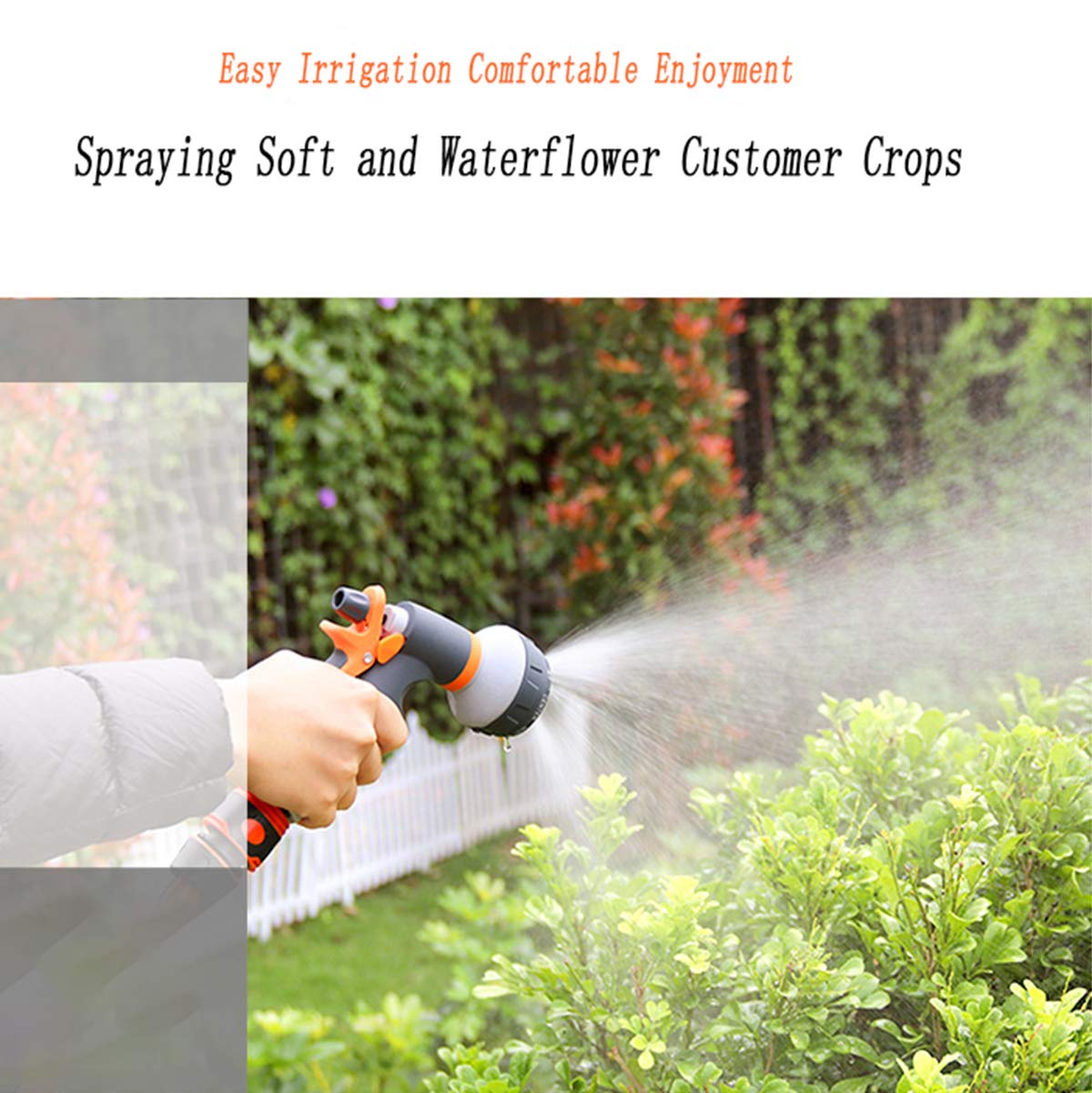 Pistola de Riego 8 Modos Pistola de Agua de Jardín de Ajustable pulverización Boquilla para Manguera con adaptadores para Lavado de Coches Baño de Mascotas Riego de Jardín/Césped
