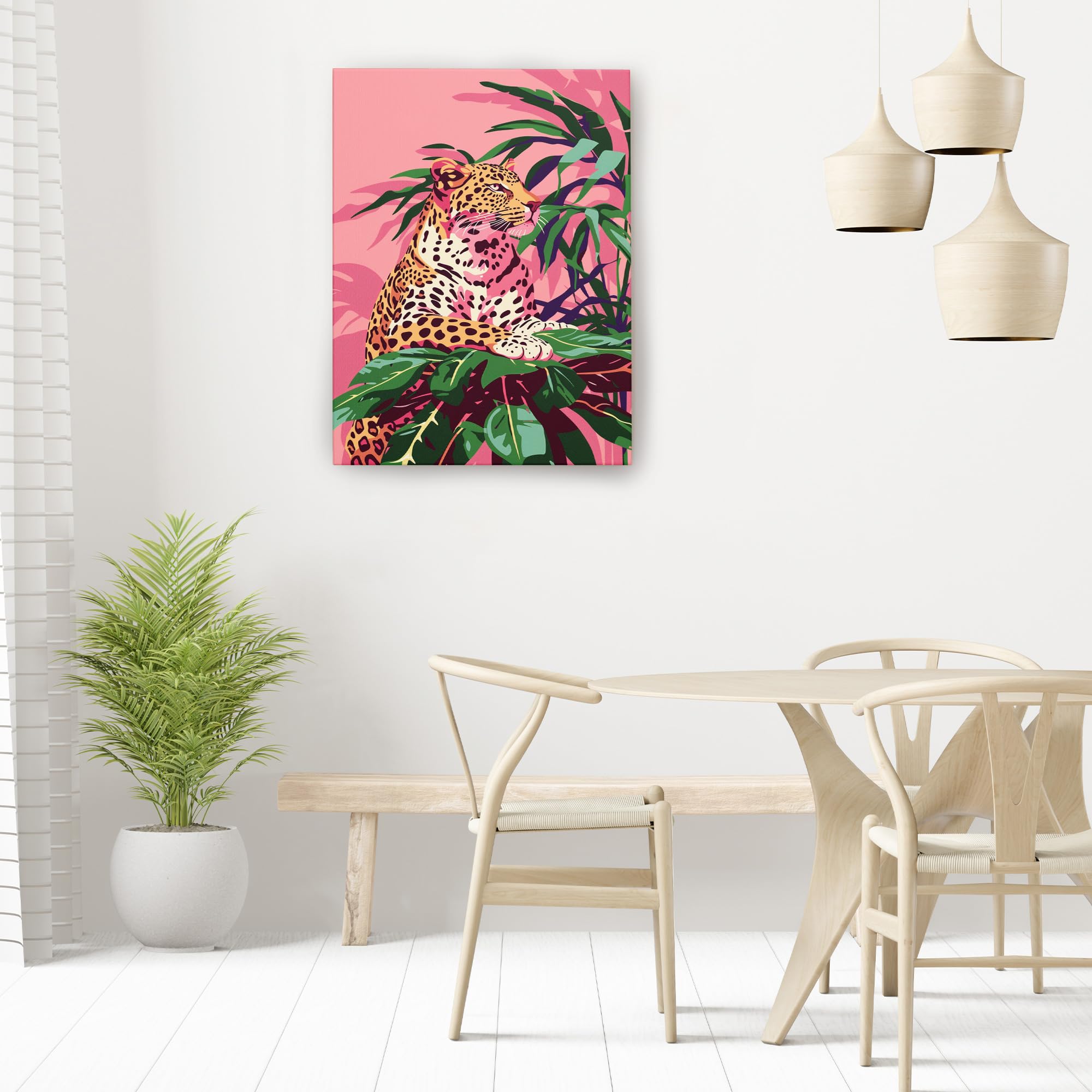 Affiche Poster 40x40cm Léopard Jungle Tropical - Art Mural Moderne, Marque ARTTOR, Neuf, Décoration