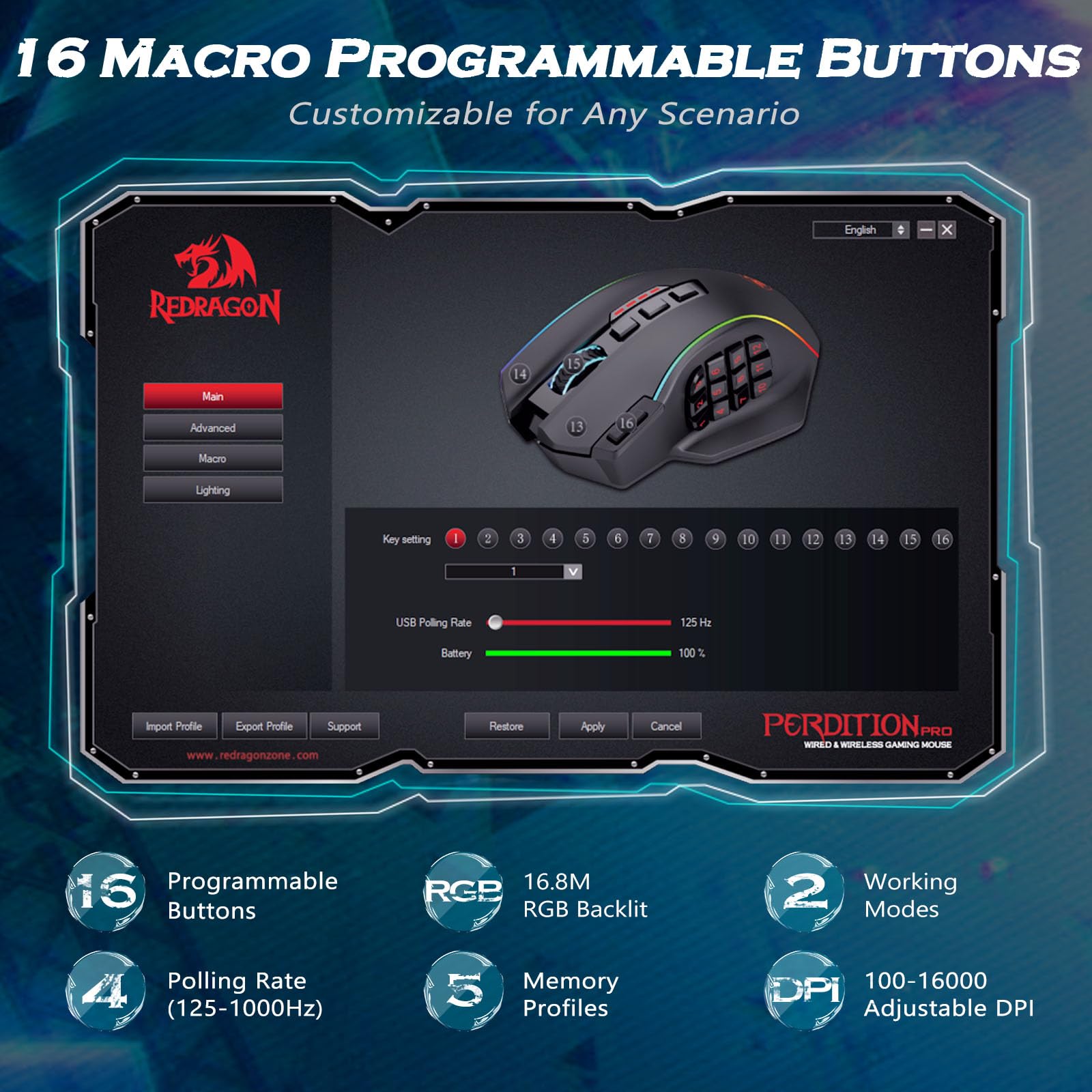 Snapklik Redragon Wireless Gaming Mouse Mmo Gaming Mouse Up