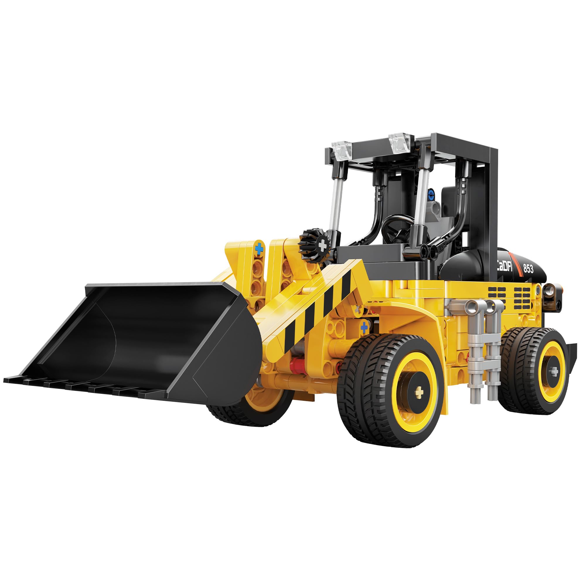 CaDA Construction Loader Tractor - 403 Pieces - Self-Build Brick Building Block Model C65023W, Yellow, Medium - Image 4