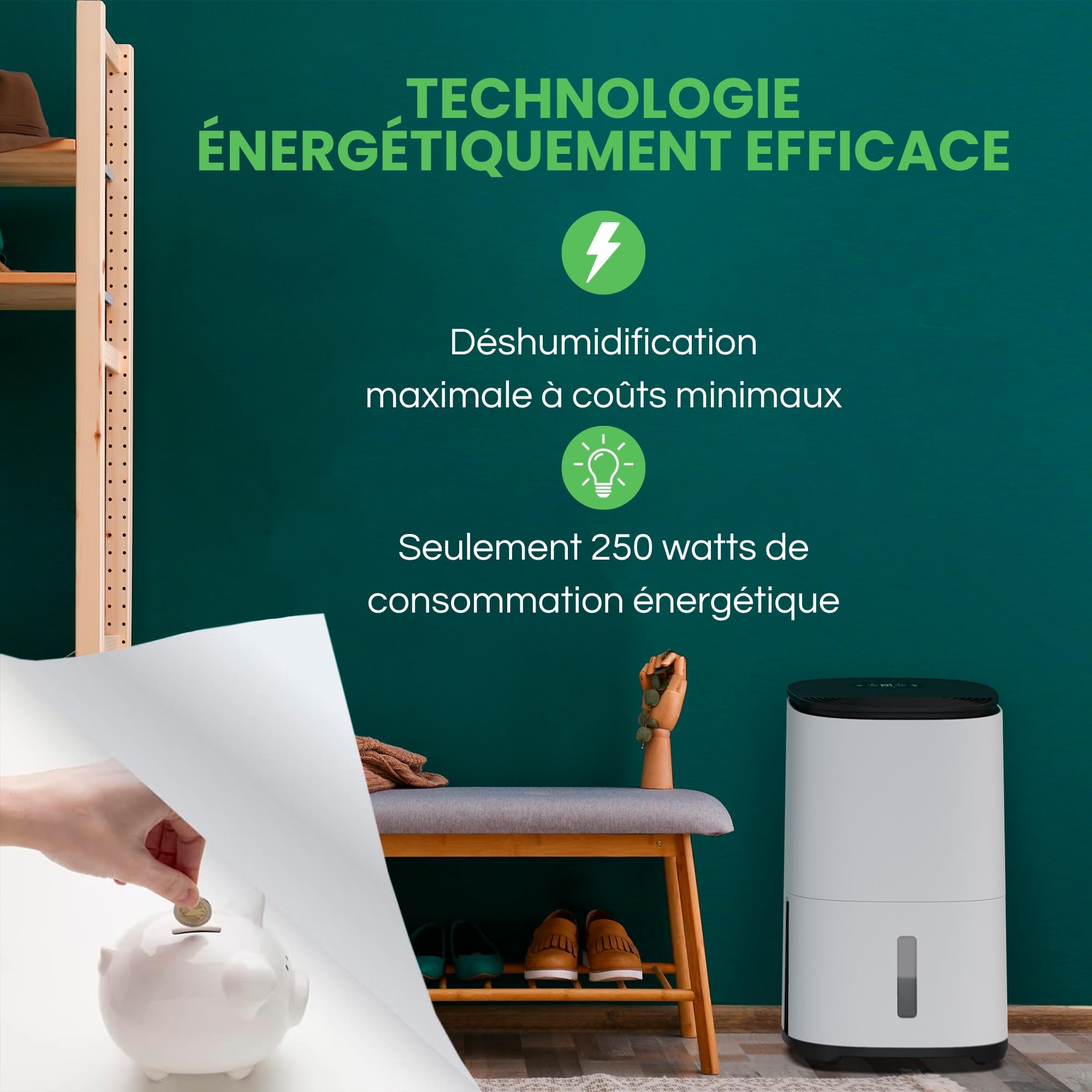 Meaco AreteOne® 10L Déshumidificateur & Purificateur d'air HEPA pour une grande maison de 42m² Élimine la condensation et l'humidité et purifie l'air