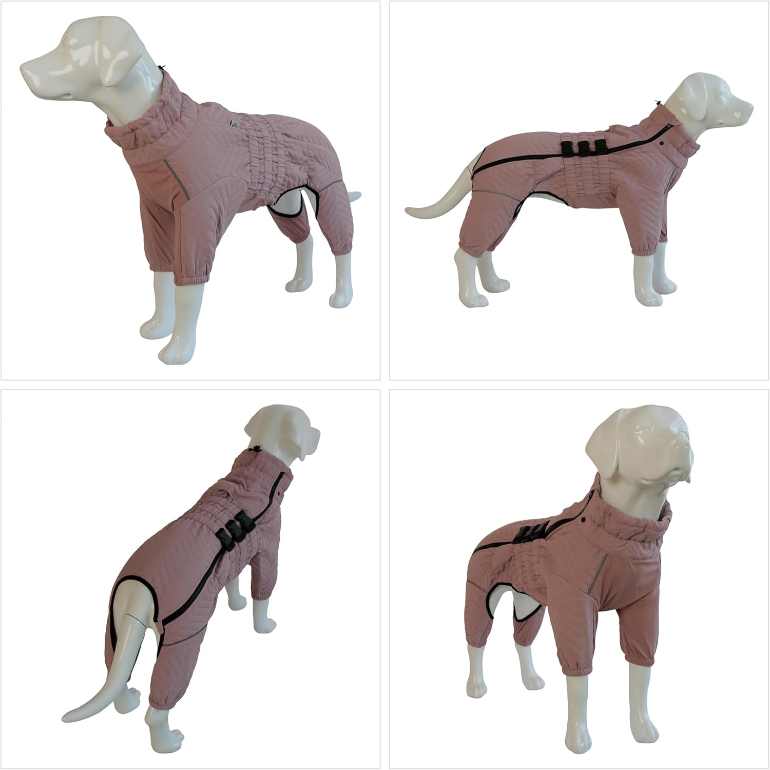 Lotus Warm Dog Coat, Double Layers, Windproof & Waterproof, Reflective, Pink, Small to Large Sizes