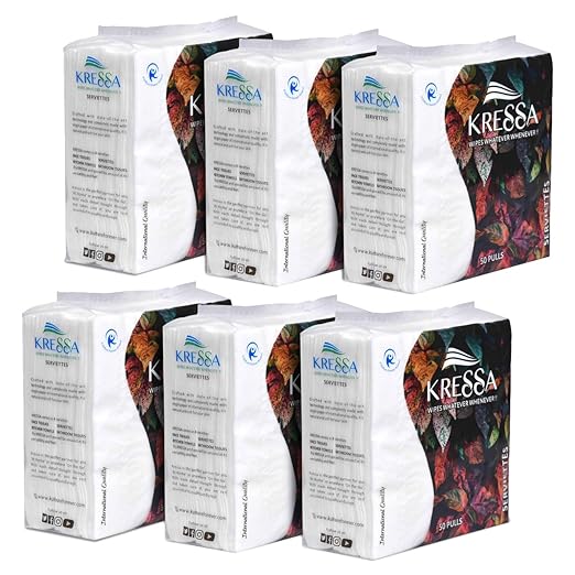 Kressa Tissue Paper Serviettes Paper Napkins Table Top Serviettes 2 Ply Pack of 6 (300