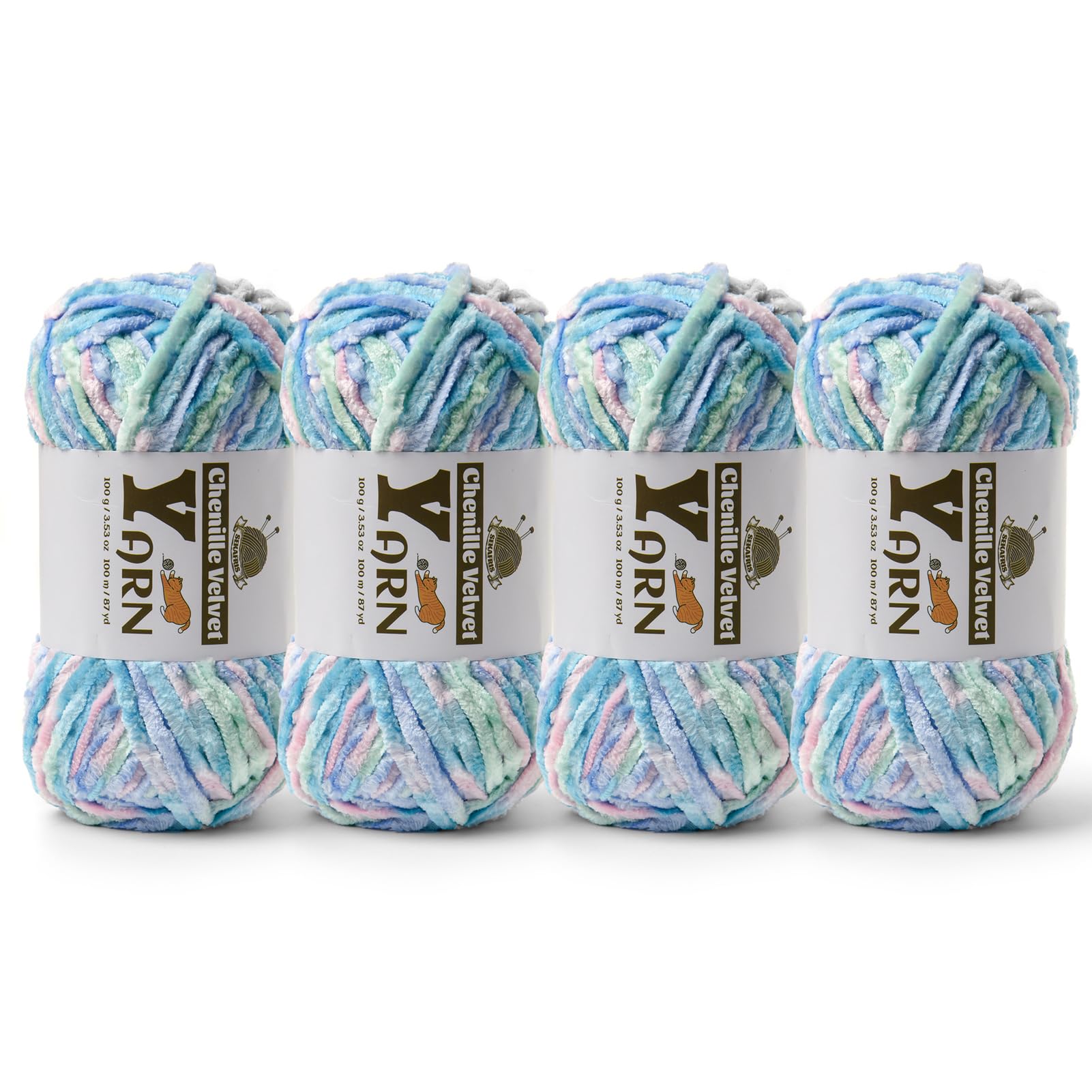 Chenille Crochet Candyfloss Yarn 4 Pack