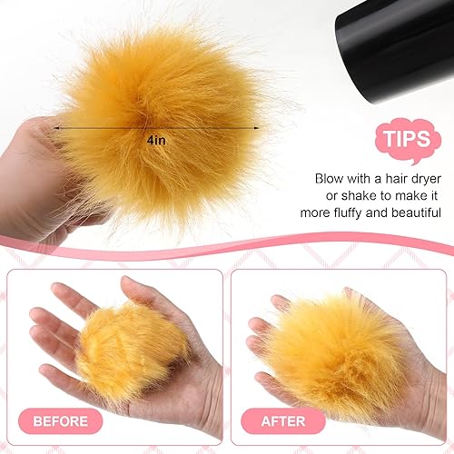 Miniatura 3 de Buryeah 125 pompones de piel para sombreros, bolas esponjosas con lazo elástico, accesorios de punto extraíbles para zapatos, bufandas, gorros,