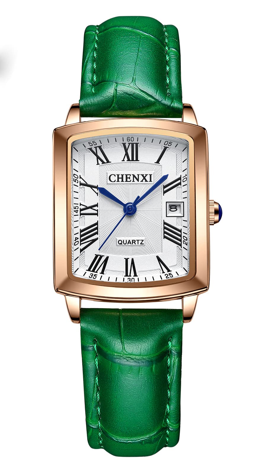 Womens Vintage Rectangular Watches Rose Gold Case Roman Numeral Luxury Wristwatch Square Brown Leather Strap Watch