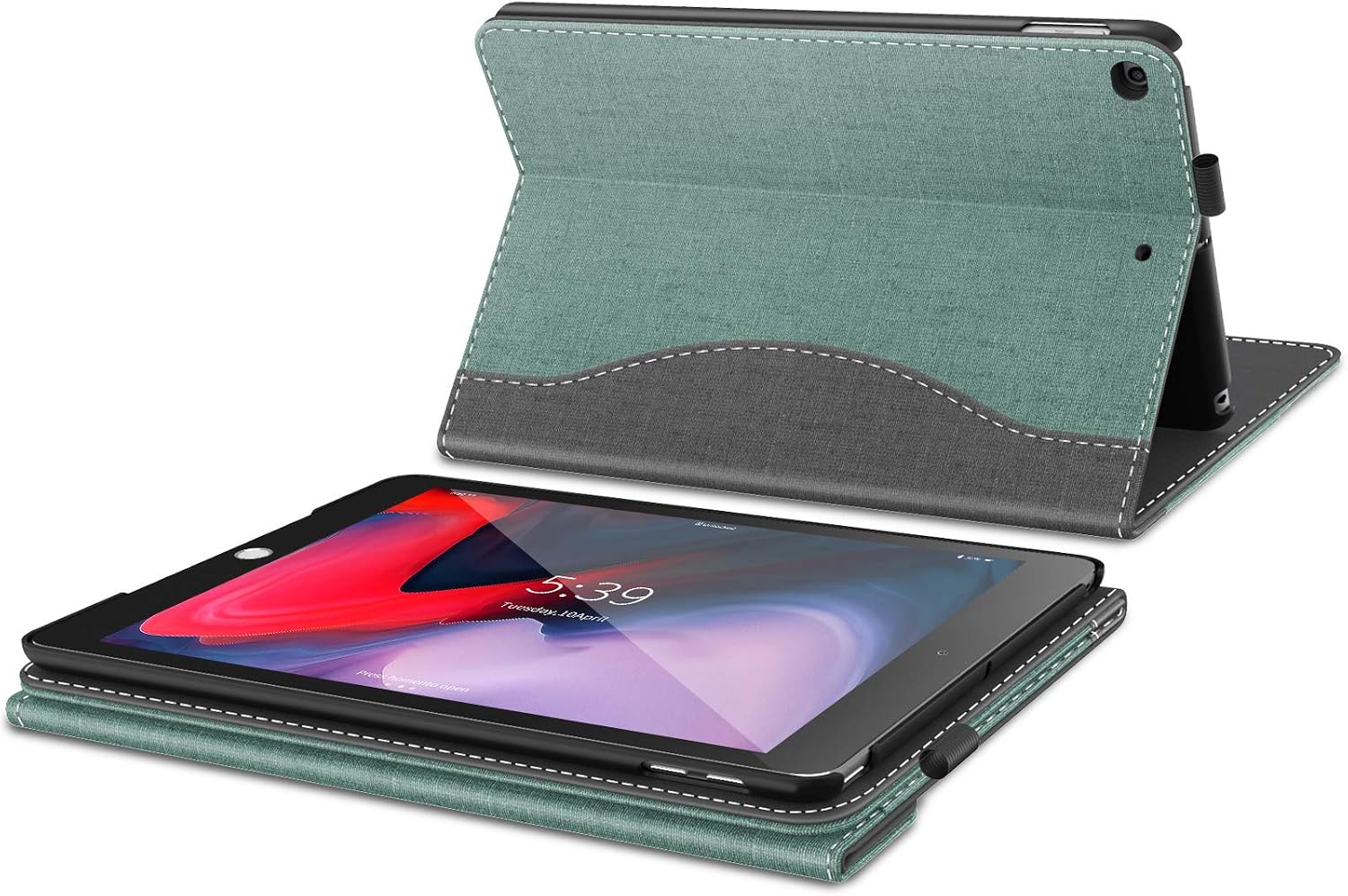 Infiland iPad 7th Generation Case, iPad 8th Generation Case, Multi-Angle Business Cover Built in Pocket for iPad 10.2 inch 2019/2020 (Auto Wake/Sleep),Mint-Green