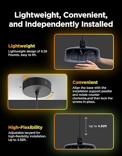 Miniatura 8 de Govee Lámpara colgante para isla de cocina, iluminación inteligente RGBIC de tres capas, compatible con materia, 1300LM 2700K-6500K regulable,