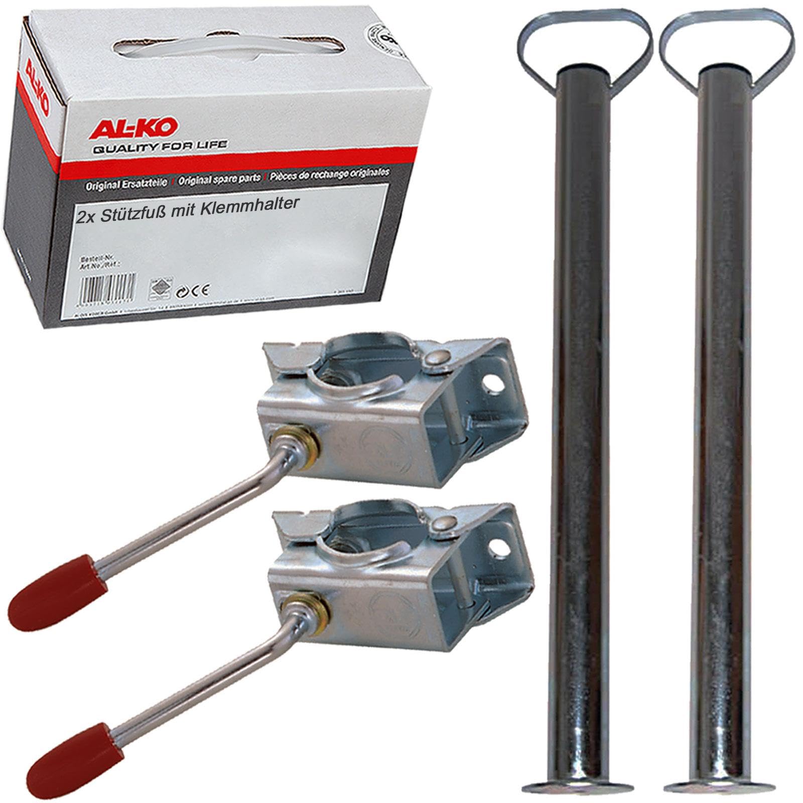 BandelOne 2X Al-Ko Stützfuß Rohr-Stütze 200 kg + Klemmhalter-Ø 48mm | 205617 + 205318, Stützrad & halter