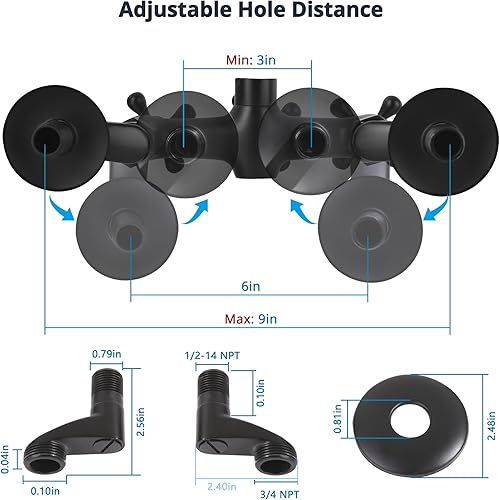 Miniatura 6 de Grifo de bañera para teléfono con pulverizador, para montaje en pared, ducha de mano, 3 manijas cruzadas, relleno de bañera antiguo, centro