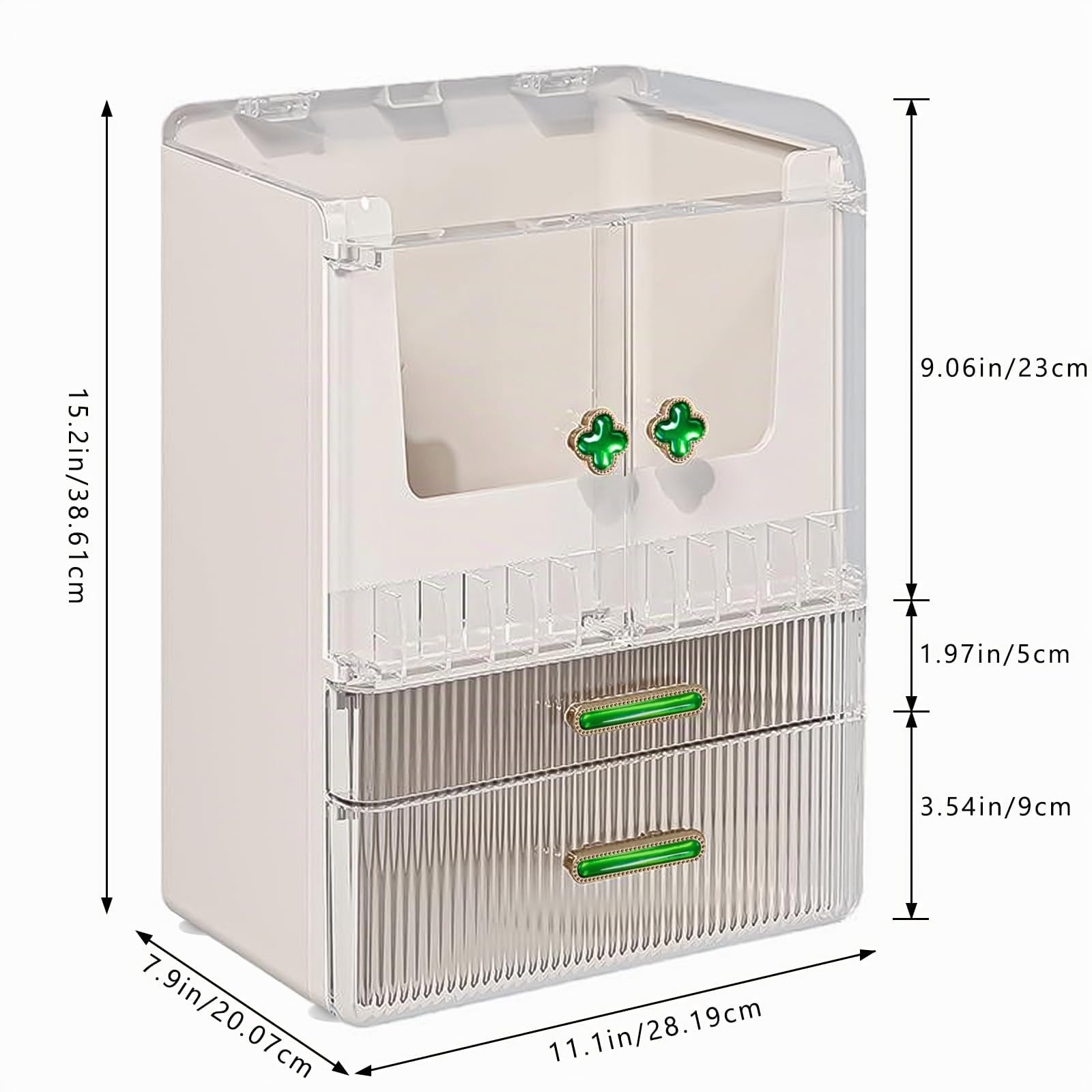 Caja Organizador de Maquillaje Grande Makeup Skincare Organizer con Cajones y Tapa Transparente Organizador Maquillaje para Baño Tocador Vanity de Maquillaje Blanco3