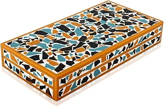 Handicrafts Home Decorative Box - Handmade Jewelry Organizer Box with Lid - Keepsake Box for Home Decor, Jewelry, Accessories, Collectibles - Modern Wooden Storage Box - Gold, 12X6X2 inch