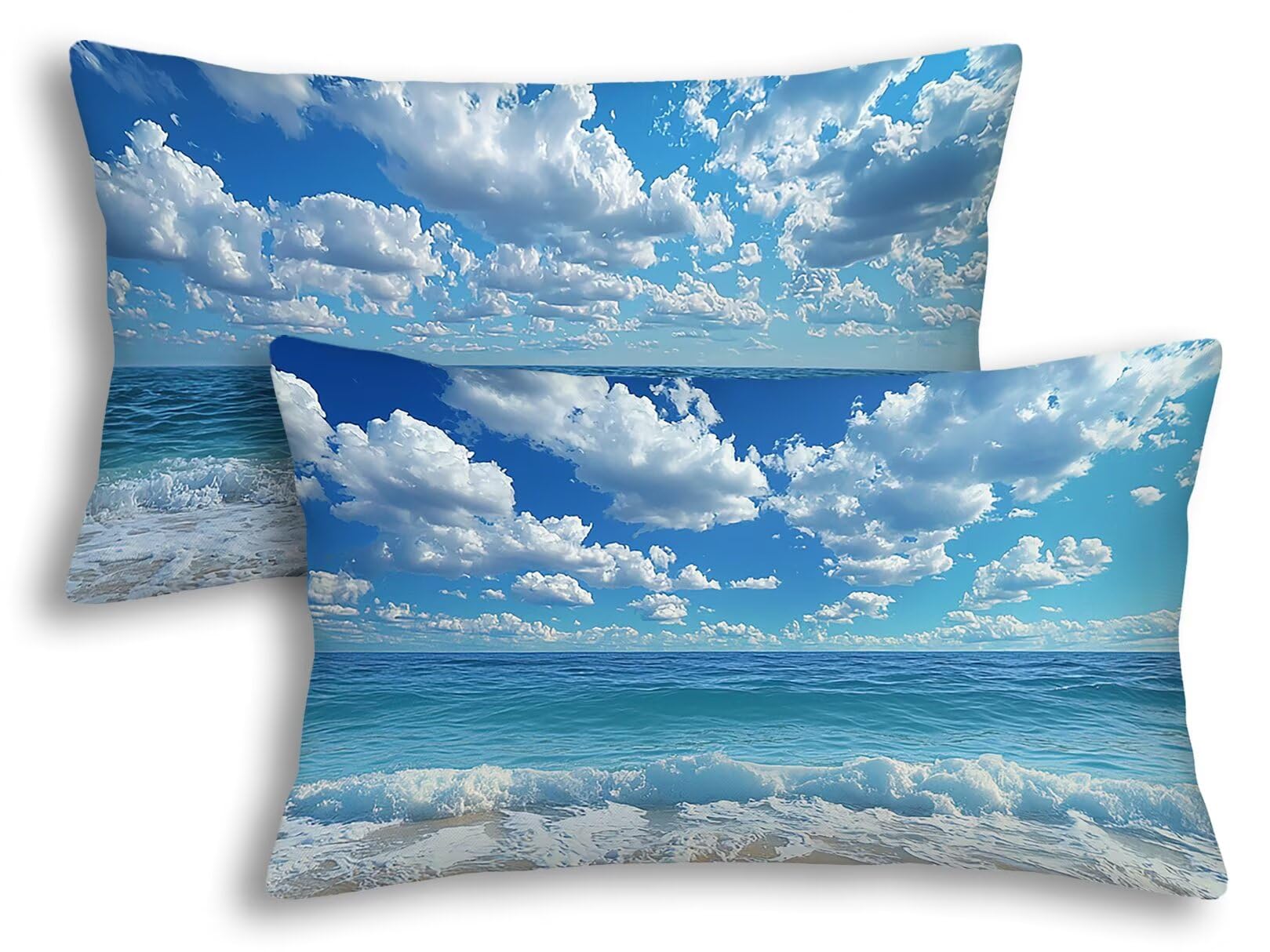 Housse de coussin 50x80 velours lot de 2 taies oreiller été rectangulaires