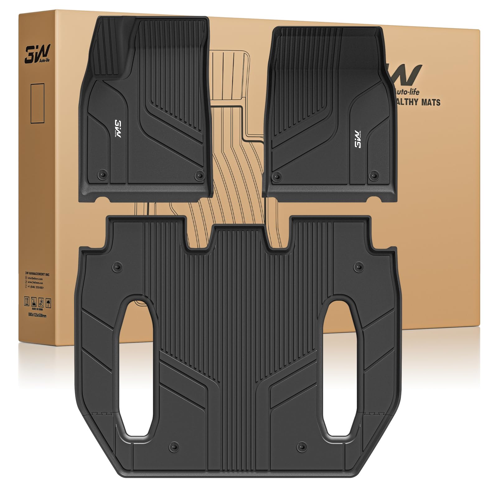 3w floor mats fit for tesla model x 6 seat 2021-2025 all weather tpe custom fit floor liners for 1-3 rows full set car mats black