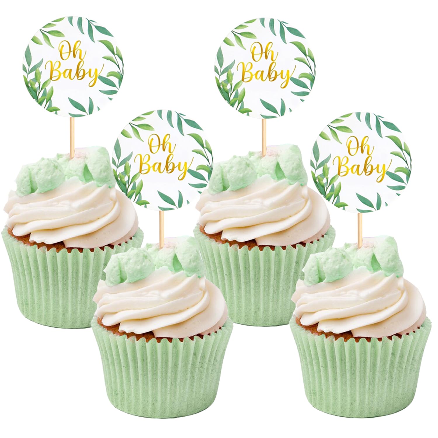 24 Stück Silberne Glitzer-Absatz-Cupcake-Topper – Für Babyparty, Geschlechtsoffenbarung, Geburtstag