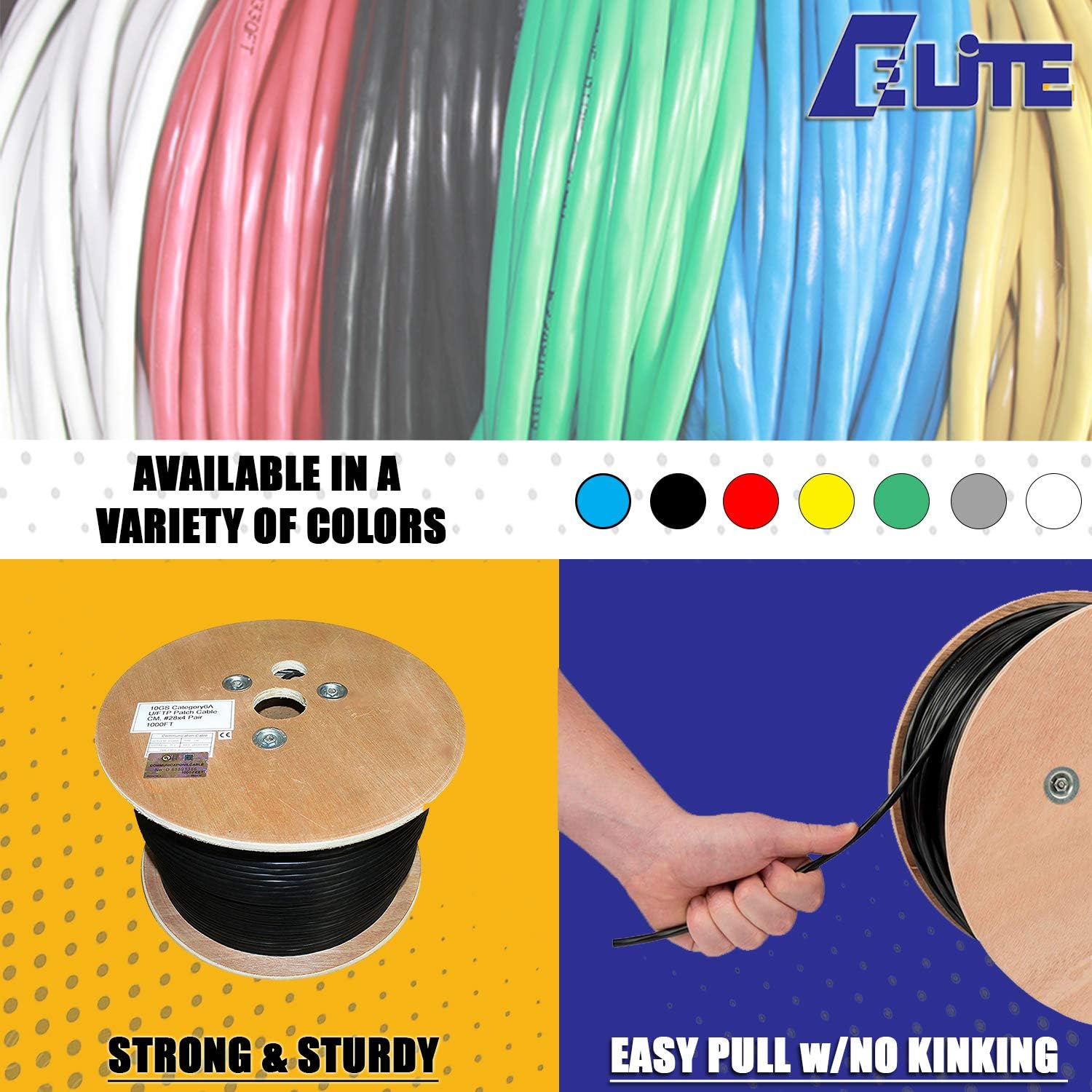 CAT6A Screened Patch Cable (cm), 1000ft, U/FTP 28AWG, Pure Copper, 650MHz, UL Certified, Bulk Ethernet Cable Reel in White