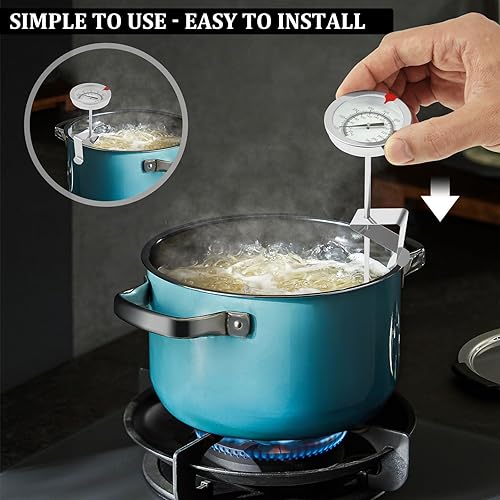 Miniatura 7 de 8.5 Turkey Fryer Thermometer with Pot Clip (2 Pack), 2" dial Candy Thermometer with Pot Clip, Oil Thermometer deep Fry for Cooking Tall pots,