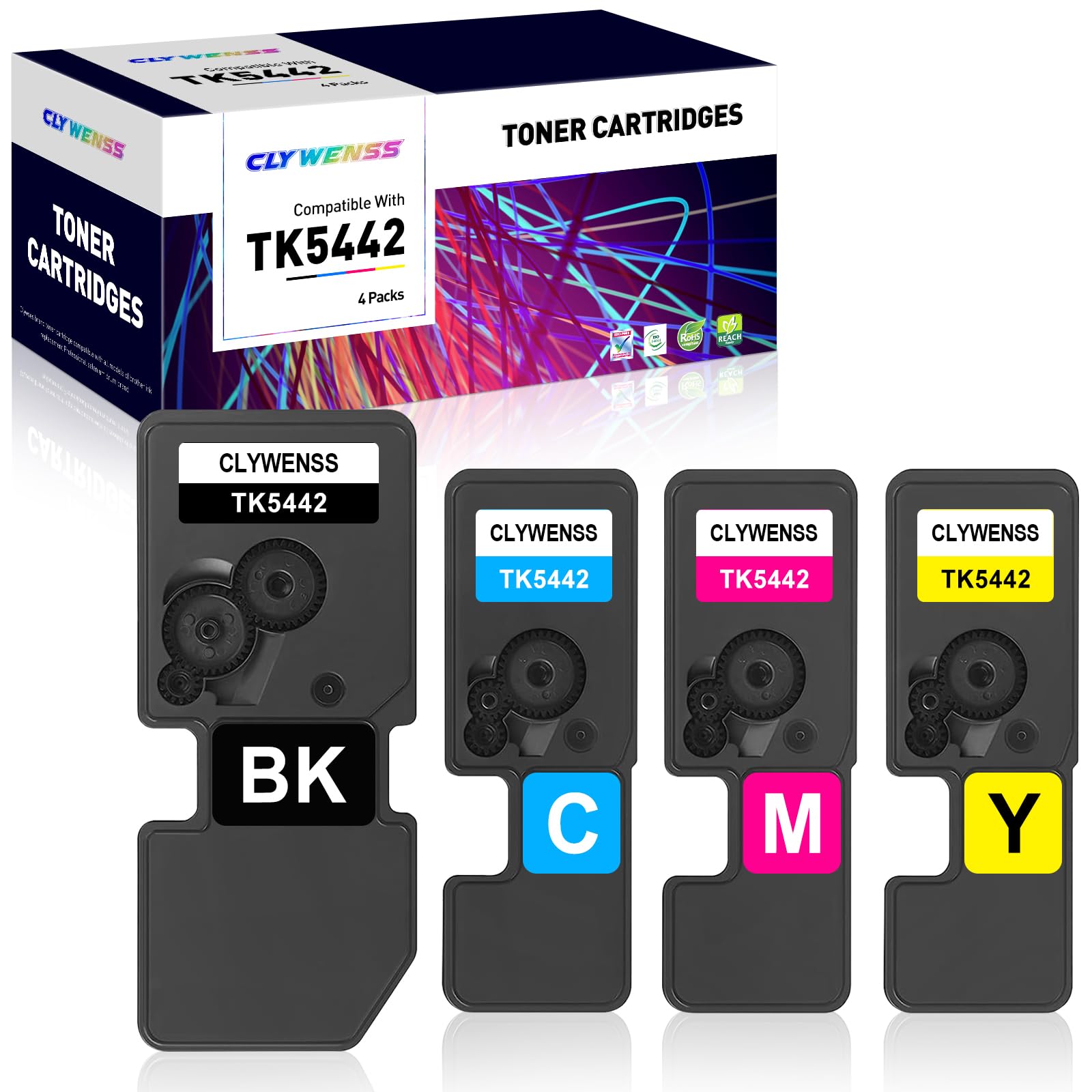 Compatible Toner Cartridge Replacement for Kyocera TK-5442K TK-5442C TK-5442M TK-5442Y for Kyocera ECOSYS MA2100cwfx and PA2100cwx Model Laser Printer，4PK (BK/C/M/Y)