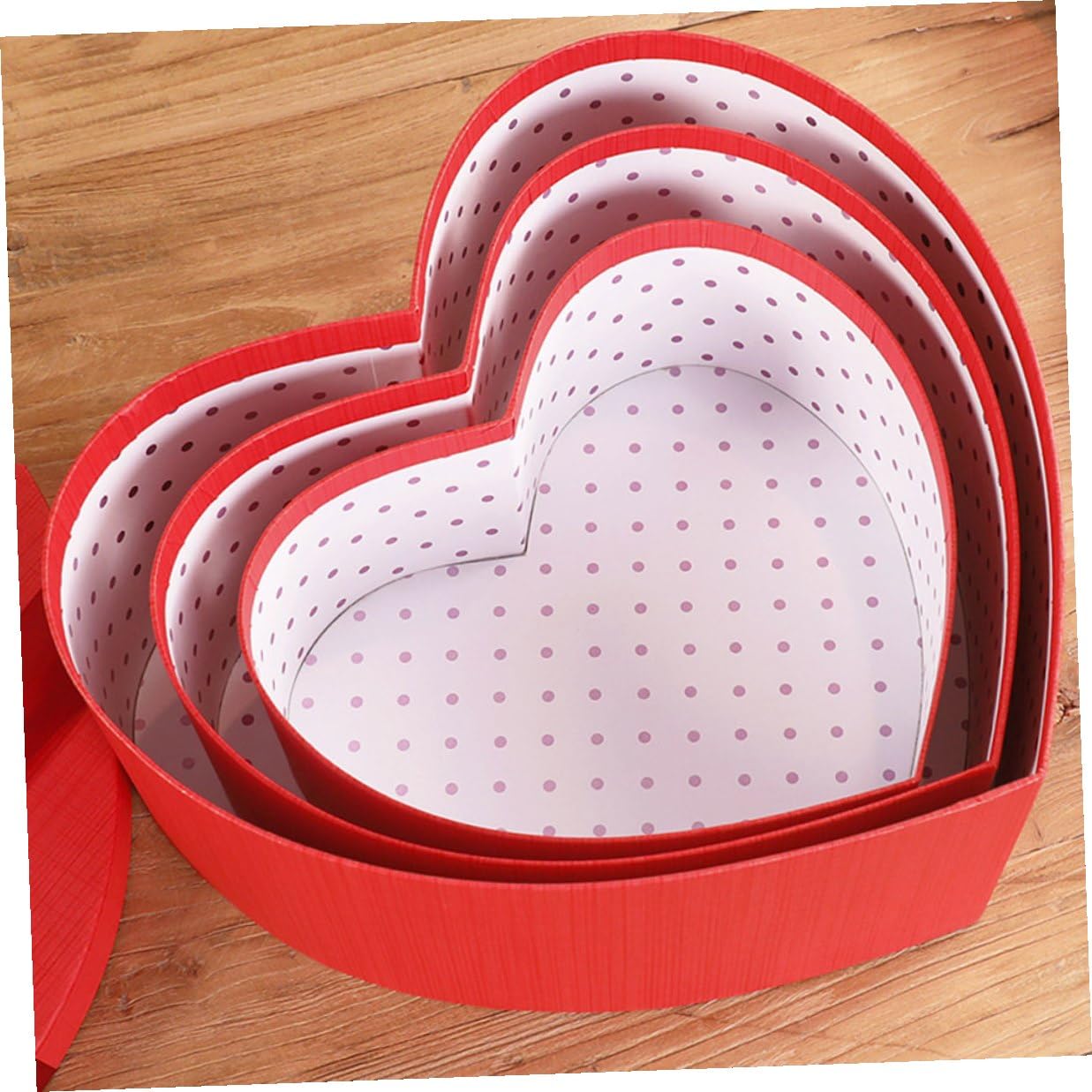 Gogogmee 3 Stück pack Rote Herzförmige Geschenkboxen aus Papier Aufbewahrungsboxen für Valentinstag Hochzeiten und Dekoration