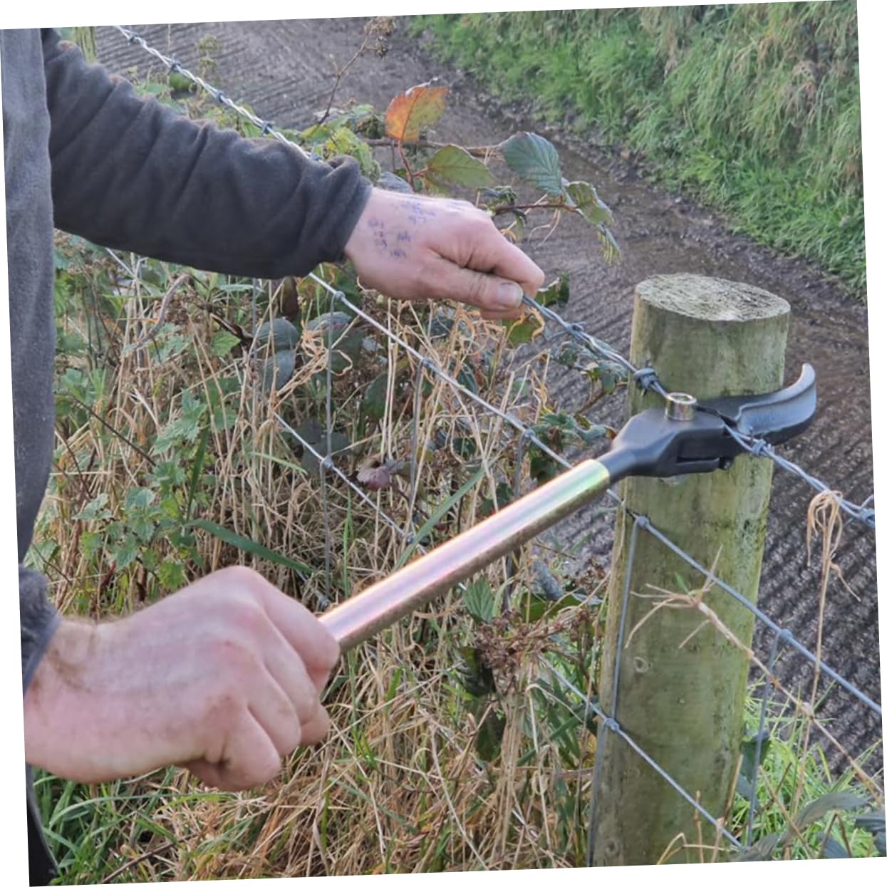Drahtspanner Zaunspanner aus Stahl mit Langem Griff Vielseitiges Gartengerät zum Spannen von Glattem Draht und Stacheldraht für Landwirtschaftliche Zäune und Garten