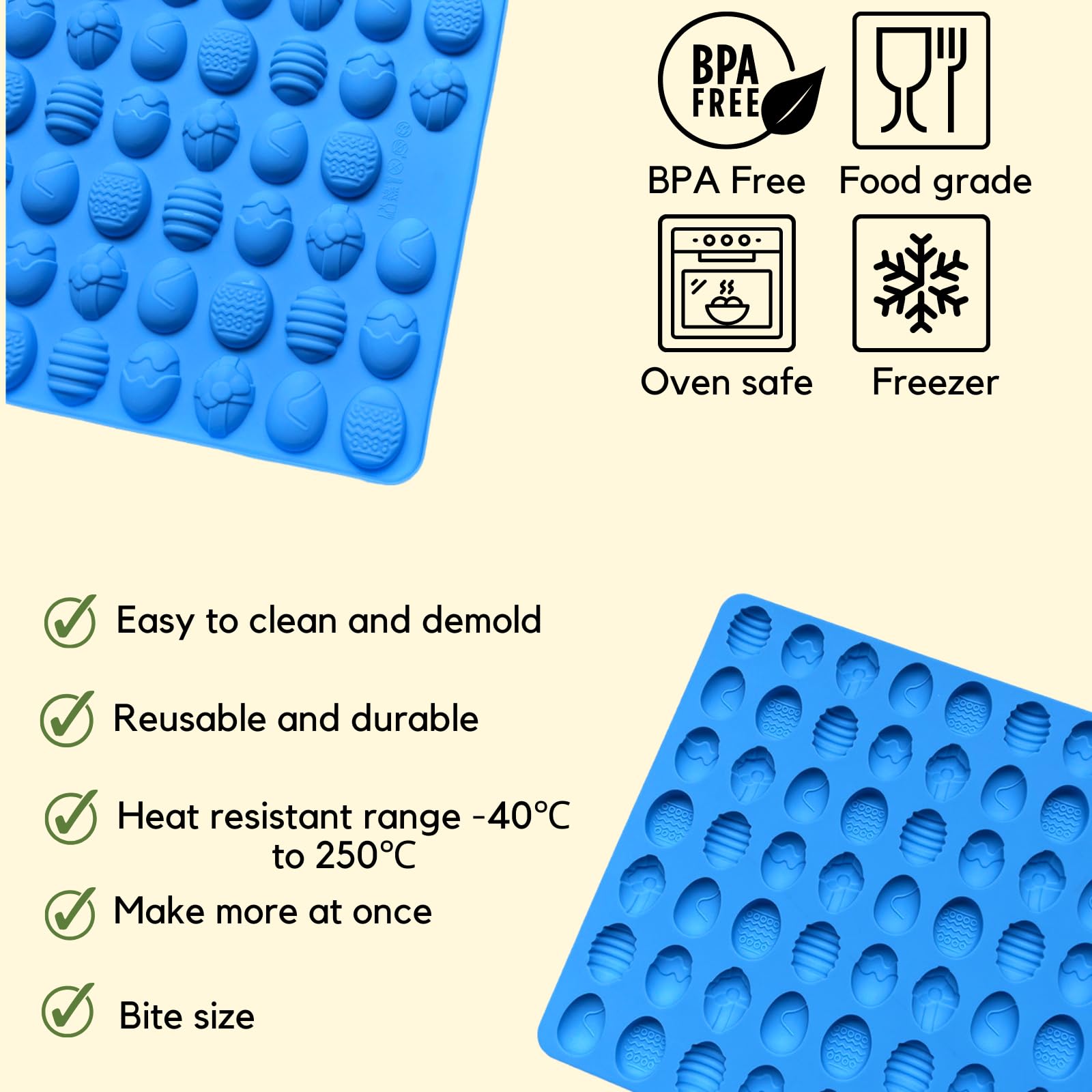 Moule Silicone Pâques 83 Cavités Mini Œufs – Idéal Chocolat, Bonbons, Gelée, Friandises Animaux – Qualité Alimentaire Premium