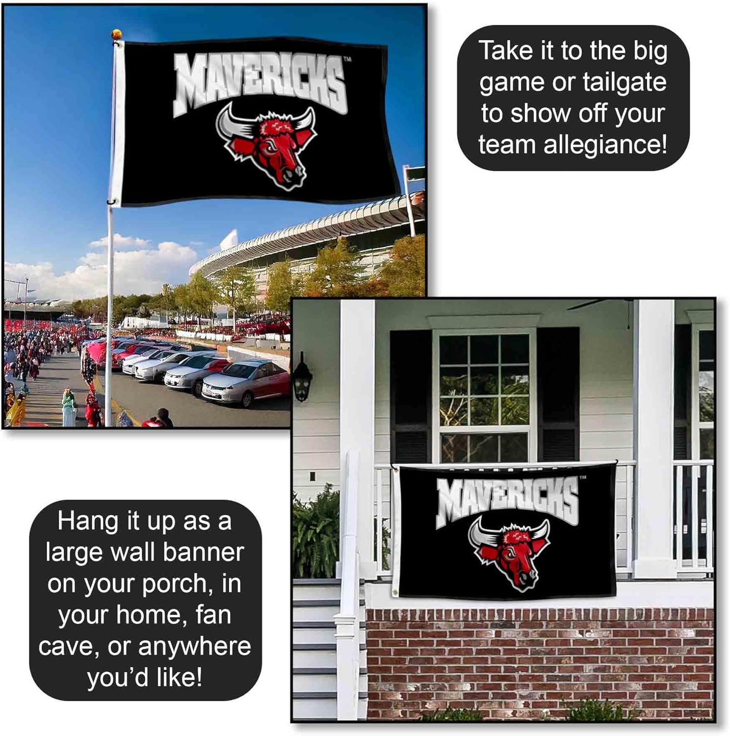 Nebraska Omaha Mavericks Wordmark Large Grommet Banner Flag