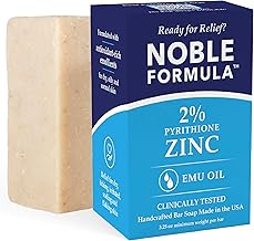Noble Formula 2% Pyrithione Zinc Soap Bar with Emu Oil – Face, Body and Scalp Cleanser for Dry, Flaky, Red, Irritated, and Itchy Skin - No Palm Oil, Handmade in the USA – 3.25 oz