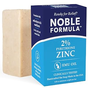 Noble Formula 2 Pyrithione Zinc Soap Bar with Emu Oil Face Body and Scalp Cleanser for Dry Flaky