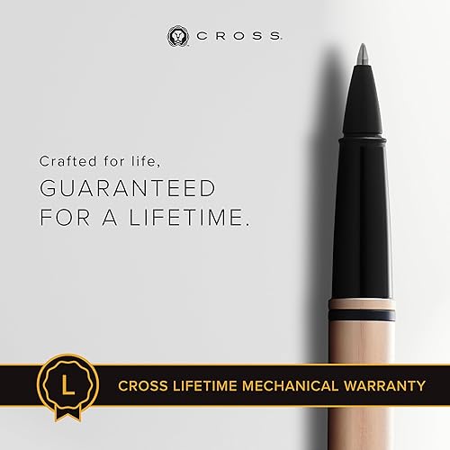 Miniatura 3 de Cross Calais Bolígrafo Rollerball Recargable Presentado en una Caja de Regalo de Lujo - Punta Media, Tinta Negra, Oro Rosa Cepillado y Negro