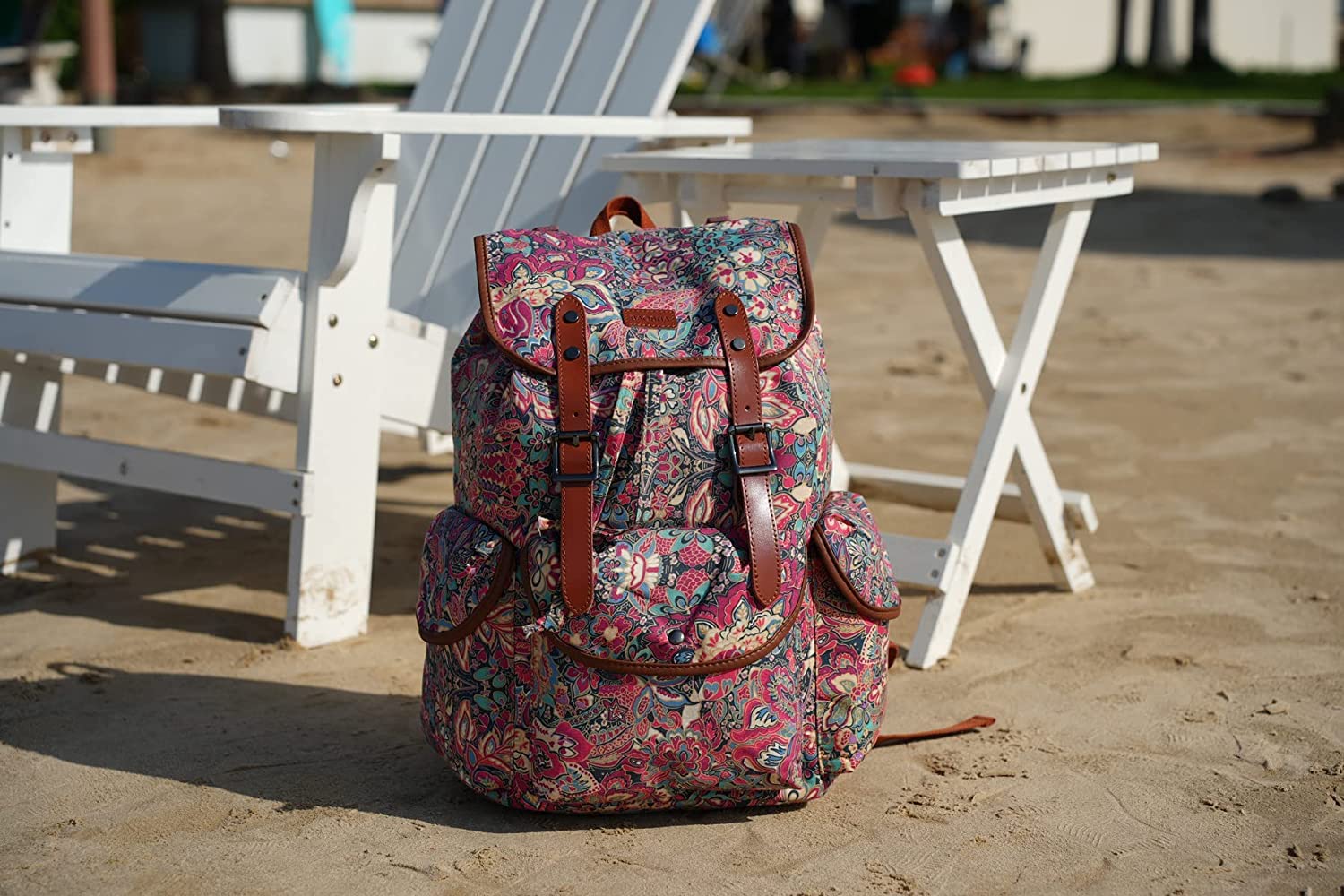 CN-01 Grand sac à dos pour ordinateur portable 15,6 pouces pour femme, sac à dos d'école, voyage, randonnée, sac à dos avec trousse de toilette gratuite, Hs, L