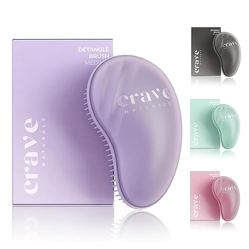 Crave Naturals Mini Cepillo Desenredante para el Cabello Morado  Cepillo Desenredante Deslizante para Mujeres, Niños y Niños Pequeños  Cuidado Suave