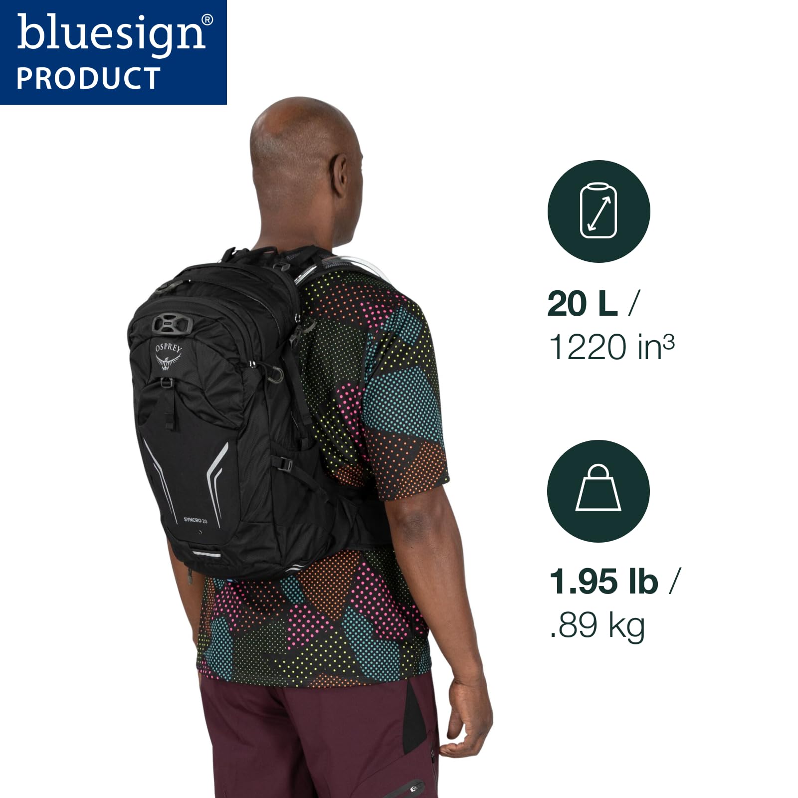 Osprey Syncro 20L Men's Hiking Backpack with Hydraulics Reservoir, Black