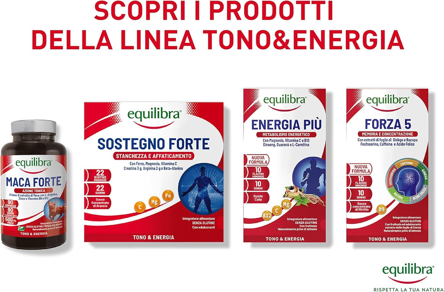 Equilibra Integratori Alimentari, Maca Forte, Tono e Vigore Fisico, Altodosato a Base di Estratto di Radice di Maca Peruviana 500 mg, L-Arginina, Zinco, Vitamine B6 e B12, 90 Compresse
