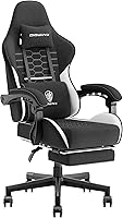 Vista 16 de Dowinx Silla de Juego de Tela Grande y Alta con Colchón de Muelles de Bolsillo, Silla de Juego de Masaje de Tela con Reposacabezas, Silla