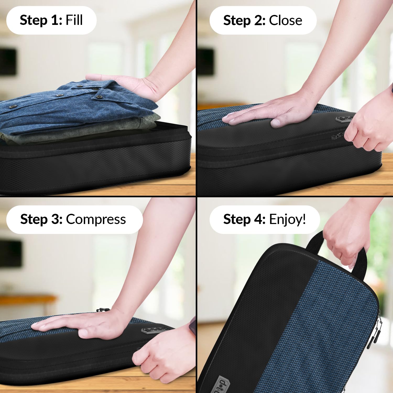 4 cubos de embalaje comprimibles para viajes, cubos de embalaje de viaje de gran tamaño para maletas, bolsas organizadoras de equipaje ligeras