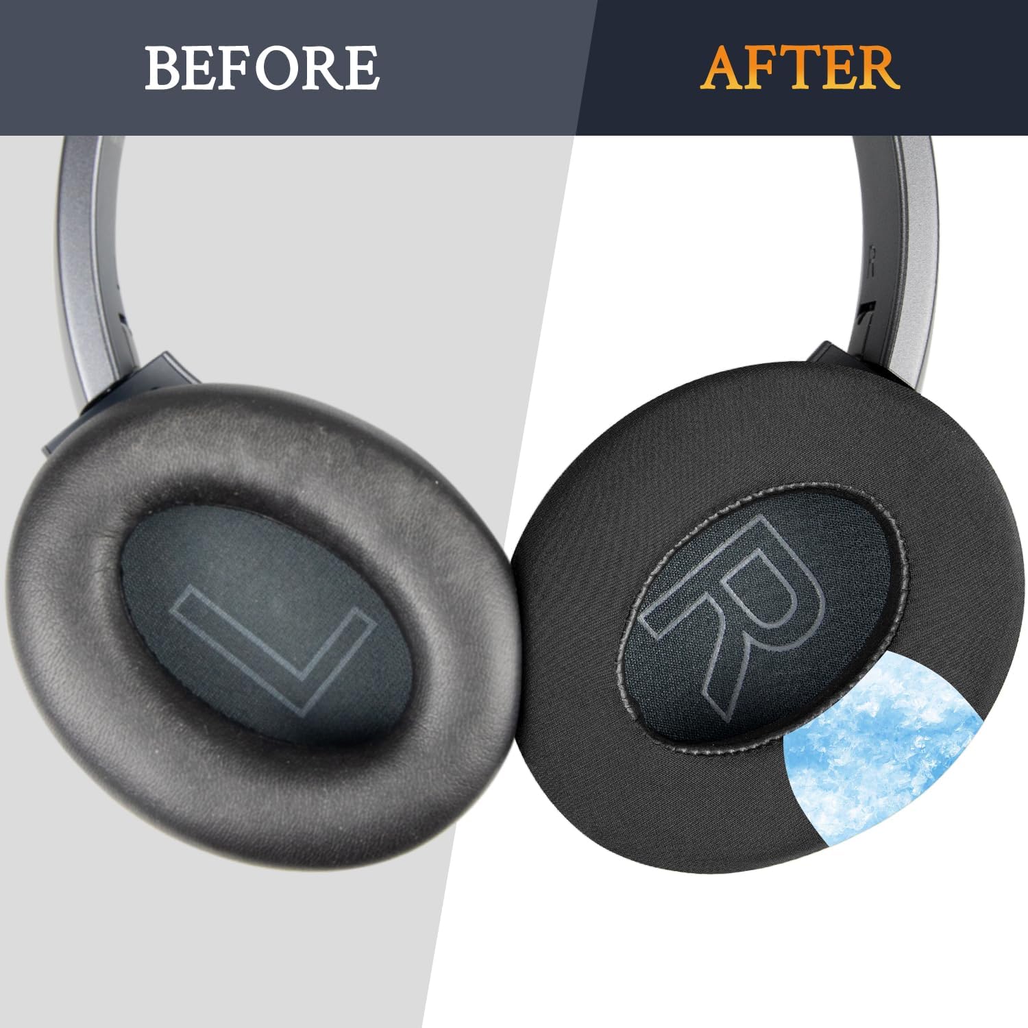 SOULWIT Cooling Gel Ear Pads Cushions Replacement for Anker Soundcore Life 2 (Not fit Life 2 Neo)/Q20/Q20+/Q20I/Q20BT Headphones, Ear Pads with High-Density Noise Isolation Foam - Black - Image 5