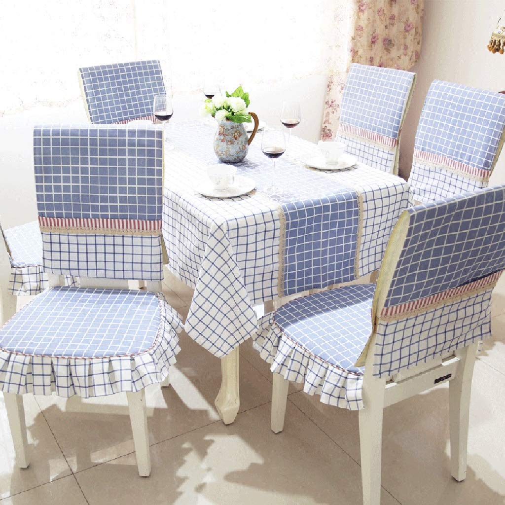 Nappe carrée bleue avec coussin de dos et de chaise en ensemble complet