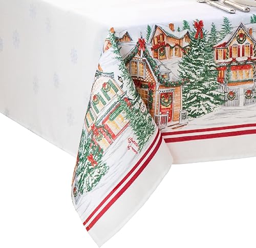 Miniatura 1 de Elrene Home Fashions Storybook Christmas Village - Mantel navideño con bordes, 60 x 102 pulgadas, rectangular, multicolor
