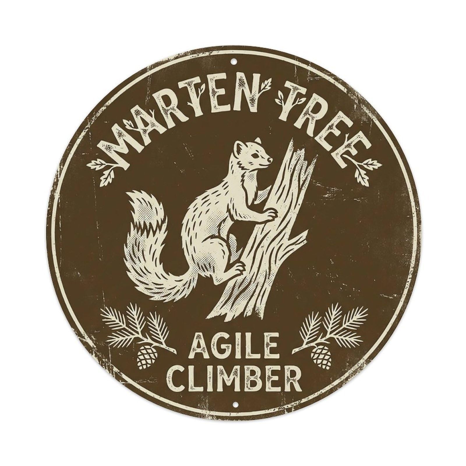 Cxhjca 8X8inch(20X20cm) Marten Tree Agile Climber Metal Tin Sign